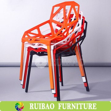 Orange Leisure Chair Plastic Chair Metal Dining Chair