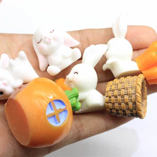 Cartoon Carrot Rabbits Fairy Garden Miniatures Micro Landscape Decor Animal Resin Crafts DIY Home Decoration Accessories