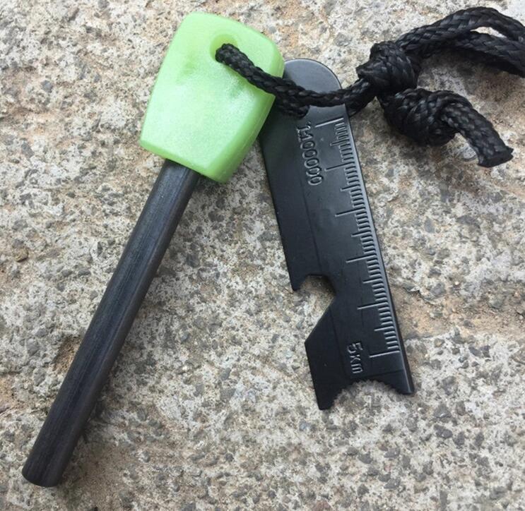 Luminous ferro rod fire starter with handle glow in the dark,Outdoor magnesium flint fire starter with luminous handle