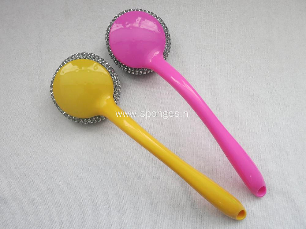 Long handle steel wire cleaning sponge kitchen item