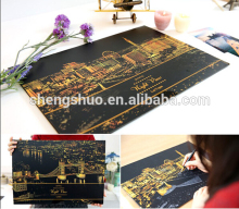 Scratch Night View Fashion High Light Scratch Art 8 Versions Paper, Night View Painting For Children's Christmas Gifts
