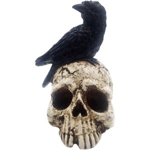 Raven na decoração da casa do Halloween do Skull