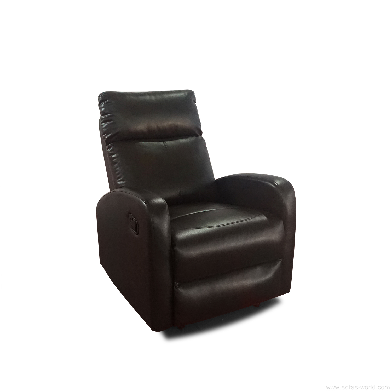 Black Leather Single Manual Recliner Sofa