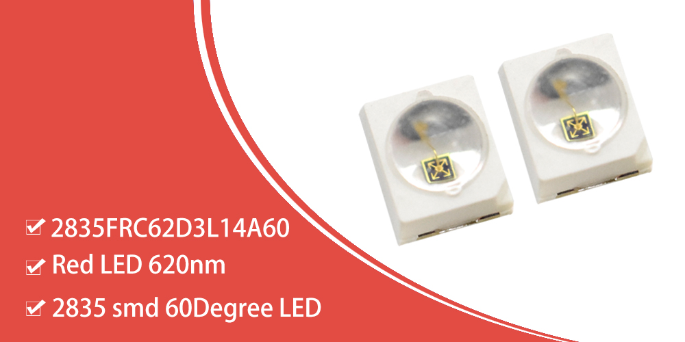 2835FRC62D3L14A60 Super Bright 625nm 620nm LED Dome Lens 60 degree