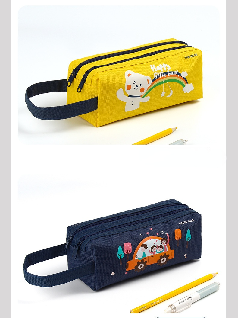 Pencil Case Simple Large-capacity Customized Portable Zipper Portable Stationery Bag for Primary School Students