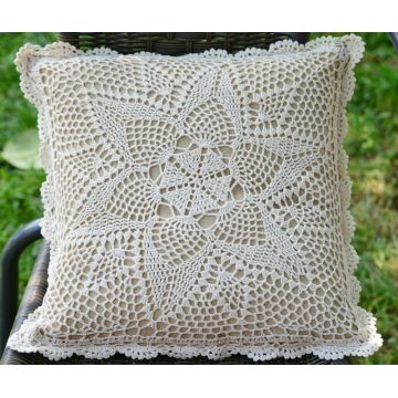 Housse de coussin en crochet 100% coton super doux au dos