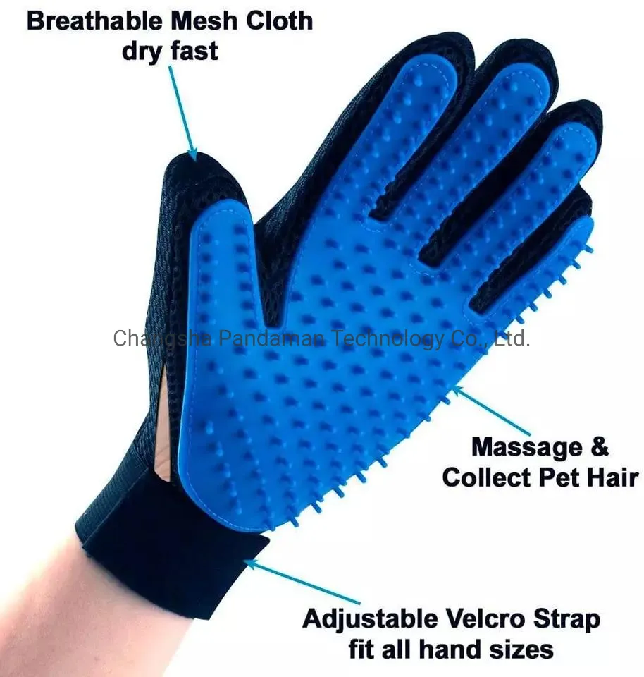 Pet Grooming Gloves Gentle Deshedding Brush Glove Efficient Pet Hair Remover Mitt Enhanced Five Finger Design