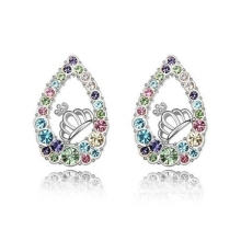 4285-2 Earrings with Austria Crystal Crown Water-Drop Earrings