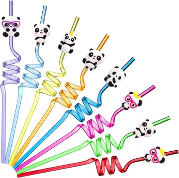 Panda Drinking Straws: Reusable Panda Theme Straws for Parties and Weddings
