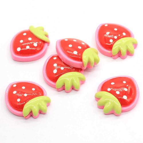 Decorative Sweet Strawberry Shaped Kawaii Resin Bead For Craft Decoration Charms Fridge Decor beads Toy Ornaments