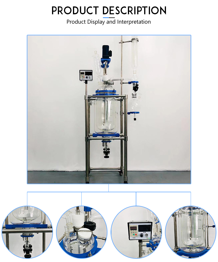 Shanghai Qiyu Electric Heating Industrial 20L Jacketed Glass Enameled Reactor With Best Price