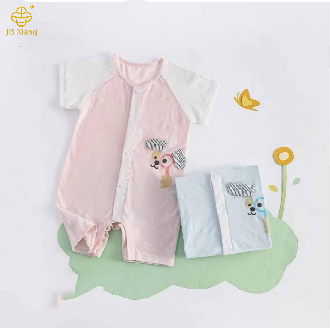 귀여운 만화 인쇄 아기 쇼트 슬리브 점프 슈트 Cute cartoon printed baby short sleeved jumpsuit