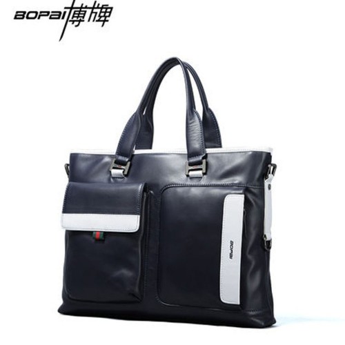 Multi-pocket blue with white men's casual briefcase