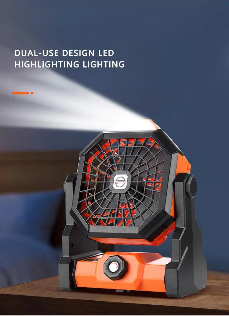 Portable Camping Fan with Large Wind and Charging Function