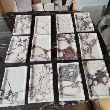 Italian White Marble Calacatta Viola Marble Tray for Hotel