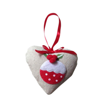 Christmas burlap heart hanging pendant