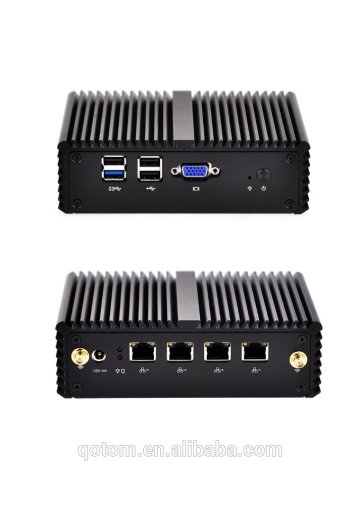 2017 New fanless 4 gigabit lan small linux computer server