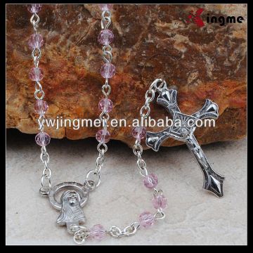 4mm Pink Faceted Crystal Cheap Mini Rosary
