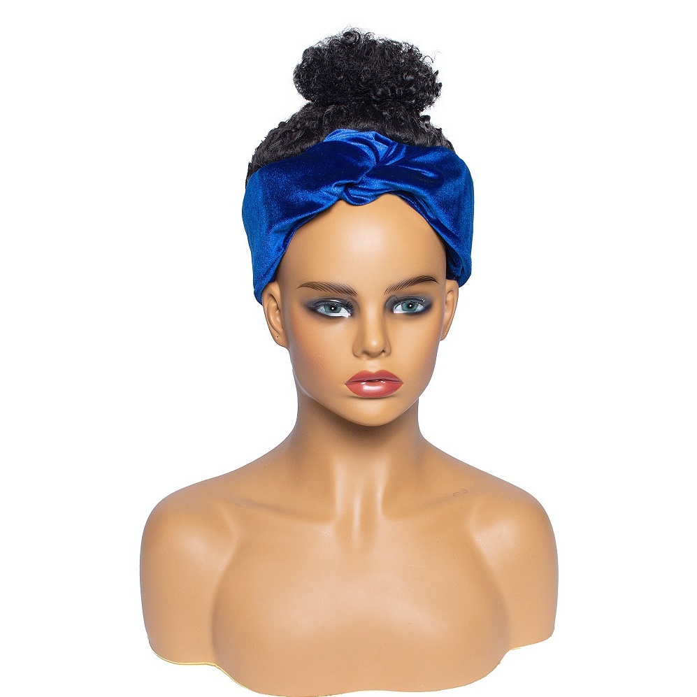 Wolesale Ladies Scarf Wig For Women Orange Red Hairband Ombre Brown Hair Short Afro Kinky Curly Headband Wig Synthetic Hair Wigs