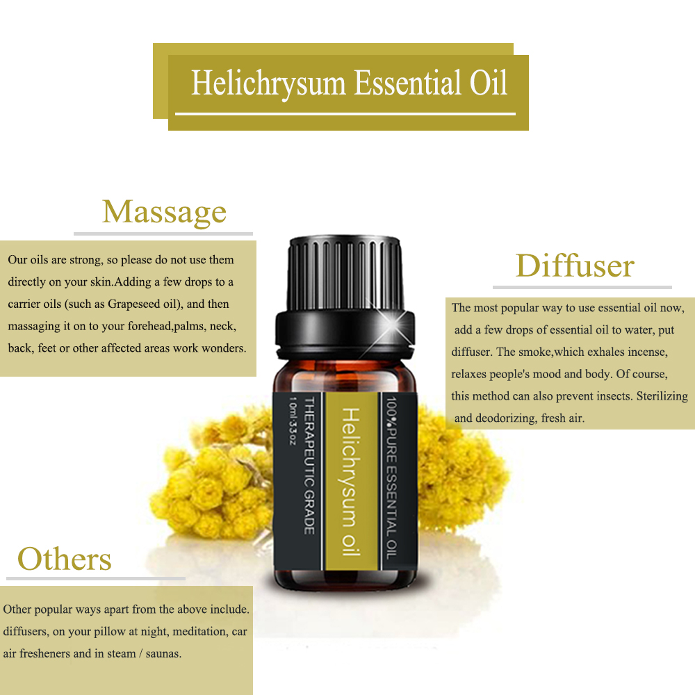 Safi asili ya kikaboni helichrysum muhimu mafuta aromatherapy