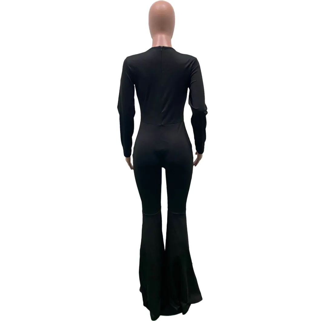 Superstarer Most Popular Wholesale Autumn Fall Flared Pants Suit 2020 Long Sleeve Sexy Jumpsuits Women