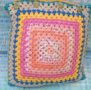 Crochet Square colorful Pattern Cushion