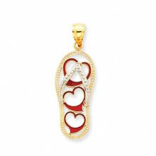Cosy slipper-styled gold pendant and alloy mading pendant with paint and gold plating