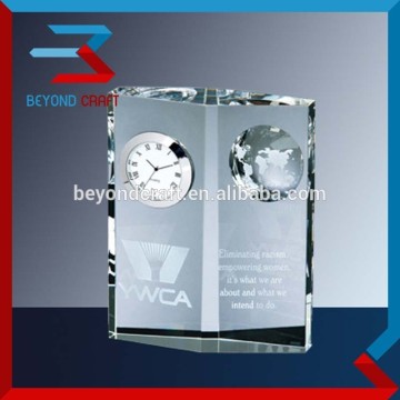 Crystal glass clock award for engraving