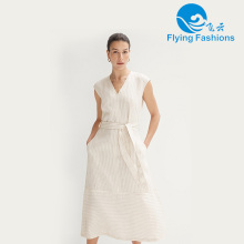 White V-neck sleeveless cotton dress