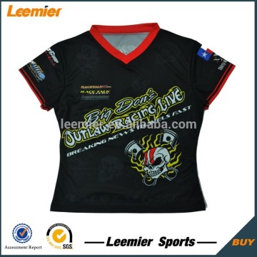 Breathable sublimated custom women sports racing t shirts