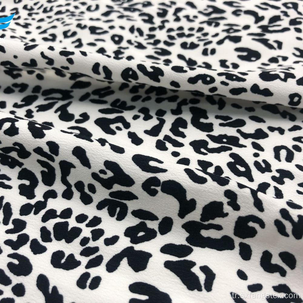 Geri Dönüşümlü Streç Leopar Baskı% 100 Polyester Bayan Kumaş