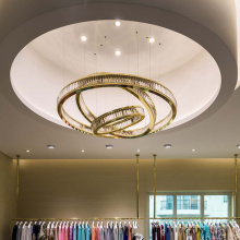 Modern big customized hotel lobby celling metal round ring led pendant light