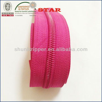 Long chain nylon zipper