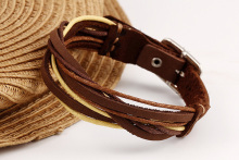 Custom Leather Bracelets Simple Weaved Real Leather Bangle