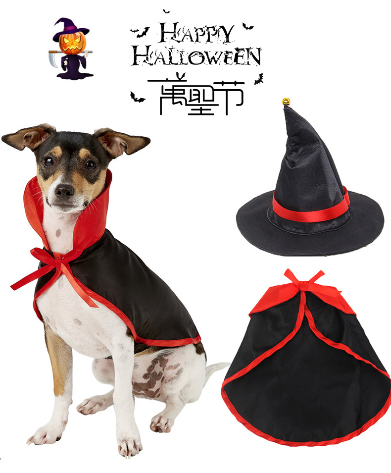 Hot Sale New Halloween Cloak Set Pet Dog Cloak Cat Cloak Hat Ornament