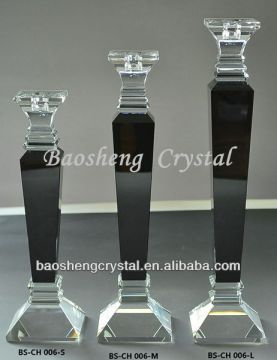 Black Crystal Pillar Glass Candlesticks Wholesale (BS-CH006)