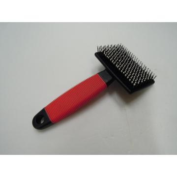 Rubber Grip T Shape Plastic Cat Slicker Brush