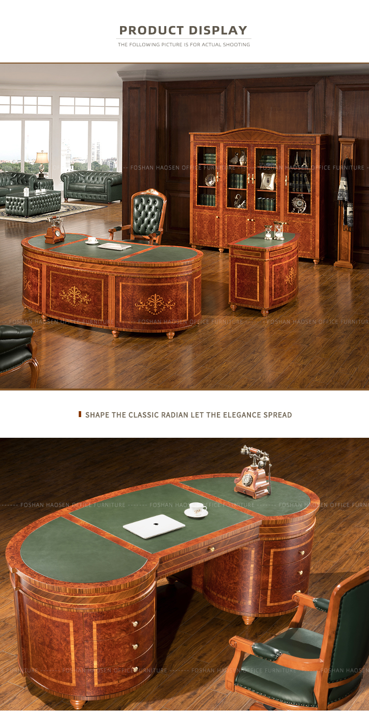 classical solenne 0809 radian mdf wooden pattern veneer panel executive desk furniture office