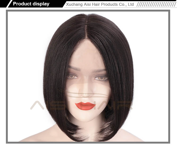 Aisi Hair Cheap Short Bob Natural Black Wig Silky Straight Front Lace Wig Middle Part Lace Front Hair Wigs For Black White Women
