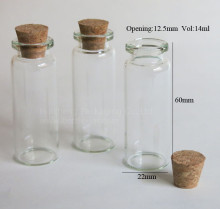 Wholesale 14ml small clear glass bottles with corks stopper for wishing