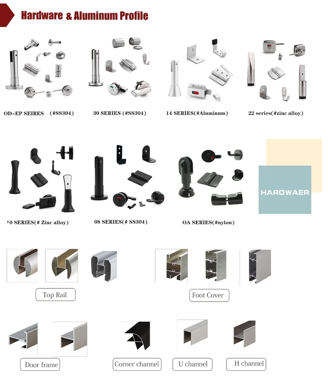 High Quality Aluminum Material Restroom Partition Toilet Hardware