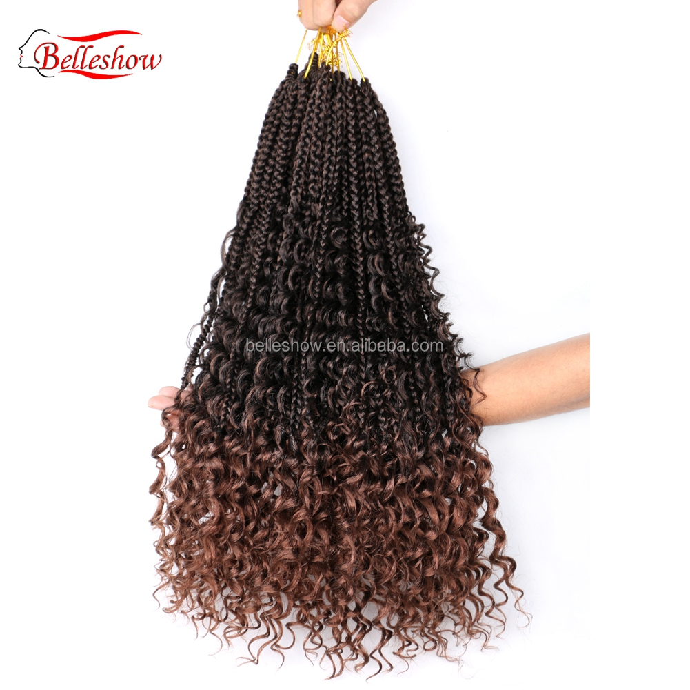 Hot sell Factory Price wholesale wavy synthetic Hair Extensions River locs 3X Box Crotchet Braids curly box braids