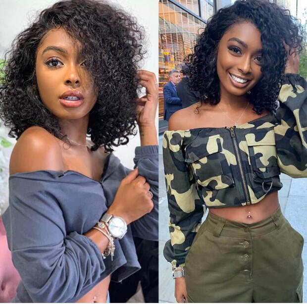 Wholesale Cheap 10A Short Curly Bob Wigs for Black Women Natural Curly Bob Lace Front Wigs for African American