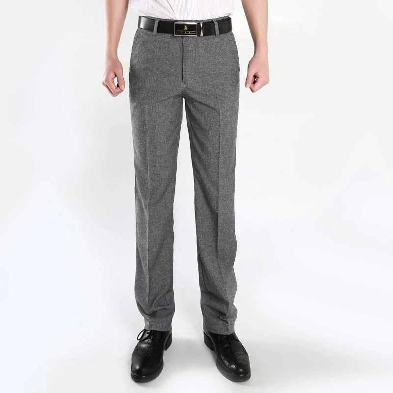 Classic Mens Casual Pants Lightweight Elasticated Waist Linen Trousers