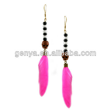 Cute Lady feather Earring with beads