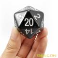 Bescon Jumbo D20 38MM, Tamaño grande 20 lados Dados Negro sólido, Cubo grande de 20 caras 1.5 pulgadas