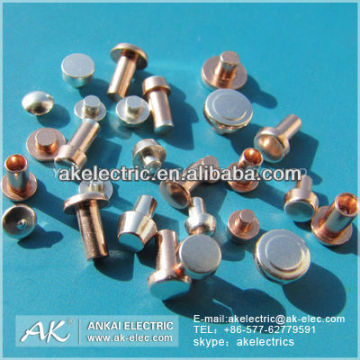 ISO ROHS approved AgCu Alloy silver Contacts rivet for Circuit Breakers