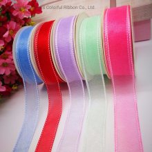 China Manufacture Wholesale High Quality More Colors Nylon Stitched Sparkle Organza Ribbon
