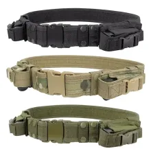 Adjustable Heavy Duty Tactical Modular Belt with Dual Magazine Pouches - Black