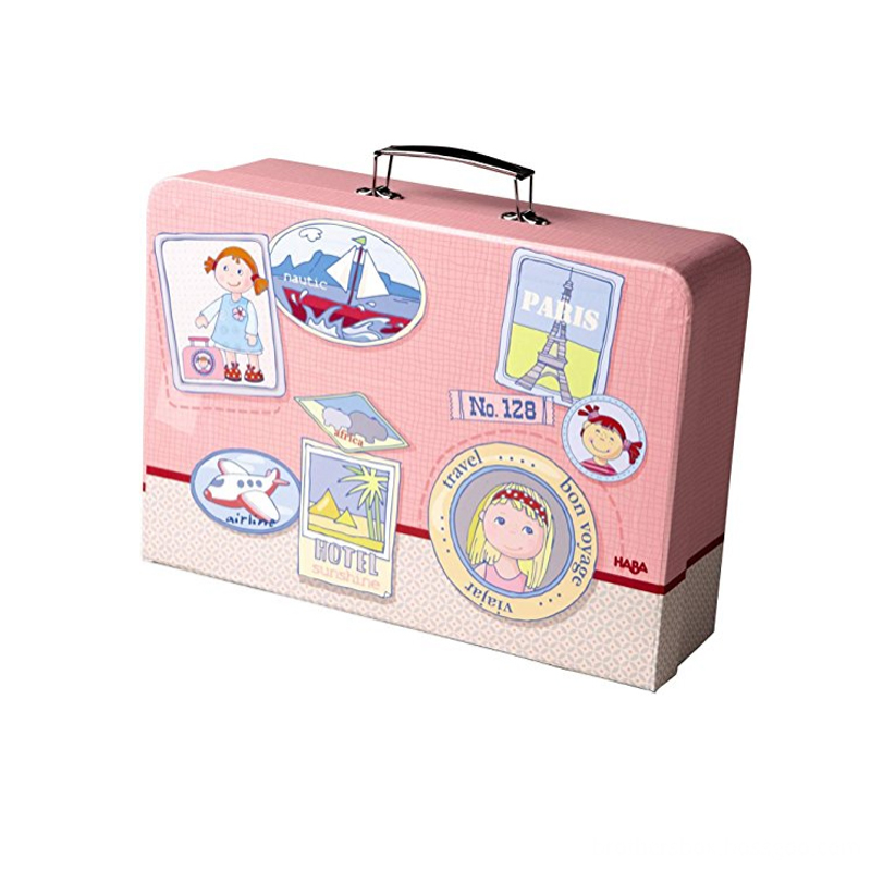 Pink Packaging Sturdy Cardboard Suitcase for Doll